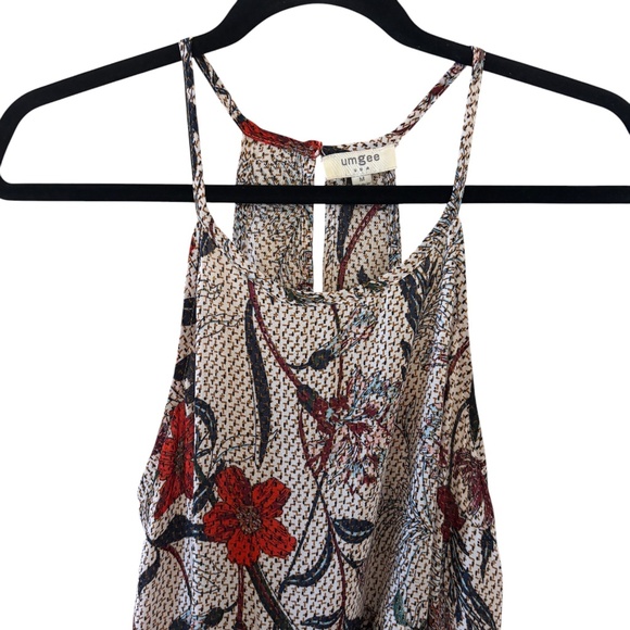 Umgee USA Floral Print Halter Sundress White Red Black Size M - Picture 3 of 10